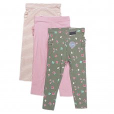 GX441: Infant Girls Printed 3 Pack Leggings With Frill Back (1-6 Years)